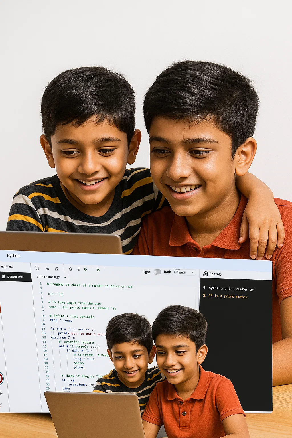 Students learning Python
